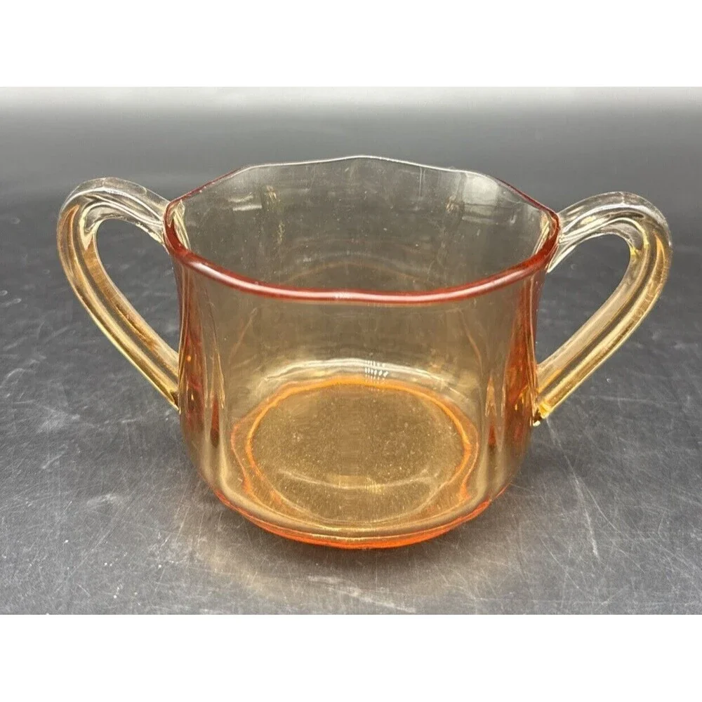 VTG Cambridge AMBER‎ Glass Creamer & Open Sugar Set